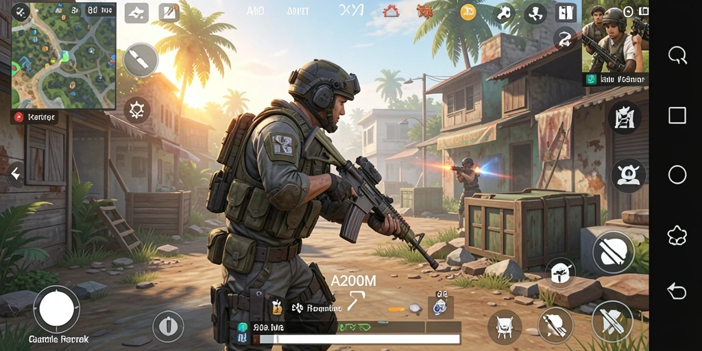 Tampilan menarik dari gameplay A200M di arena Battle Royale.