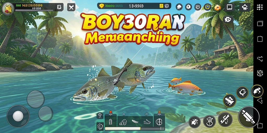 Screenshot gameplay BOY303 yang seru saat menangkap ikan.