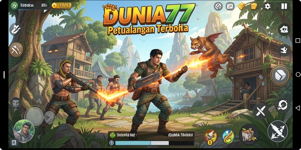 Tampilan gameplay DUNIA77 yang imersif dan indah di dunia terbuka.