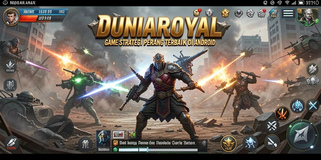 Gameplay DUNIAROYAL yang menegangkan dan penuh strategi di medan perang.