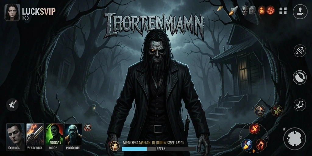 Screenshot gameplay menampilkan suasana Horror yang mencekam.