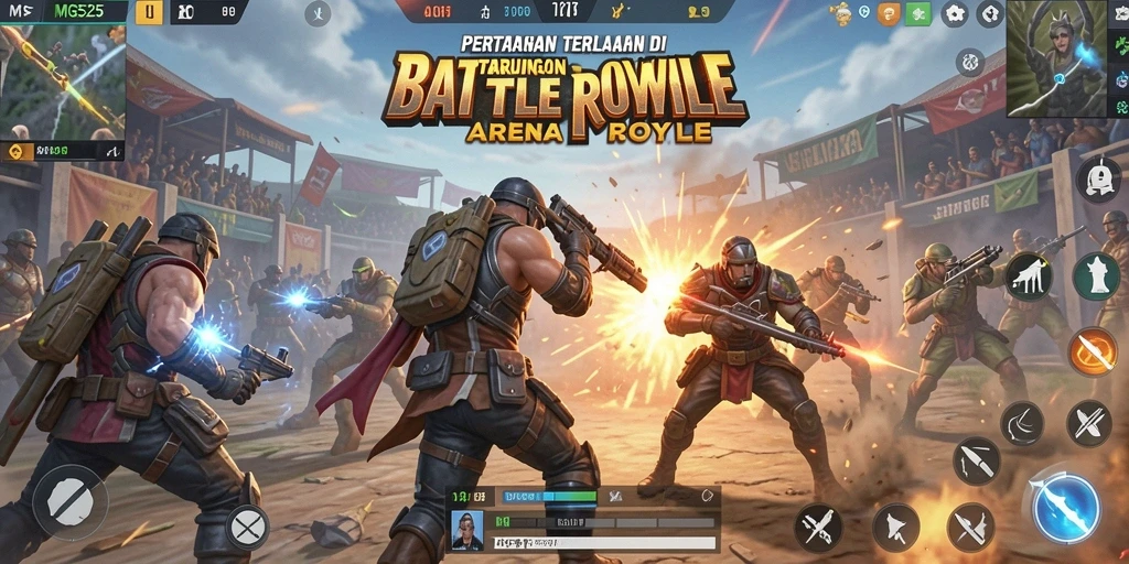 Tampilan seru gameplay MG525 dalam aksi Battle Royale.