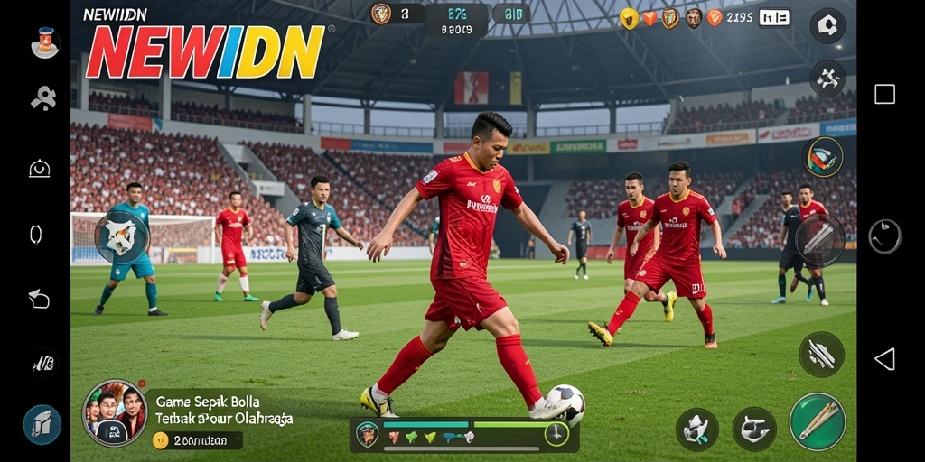 Tampilan gameplay menarik dari NEWIDN saat pertandingan sepak bola berlangsung.