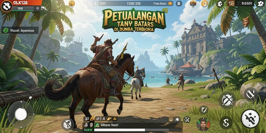 Tampilan gameplay OLX128 yang epik dalam dunia terbuka.