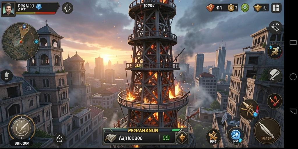 Tangkapan layar PP7 menampilkan aksi pertahanan menara yang intens.