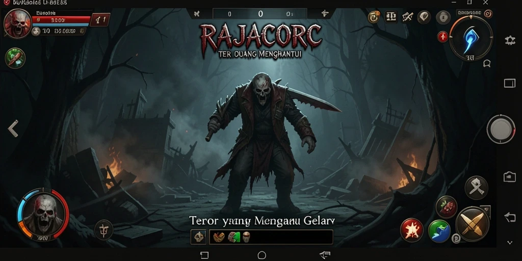 Screenshot gameplay RAJACORC yang menampilkan suasana horror yang mendalam.