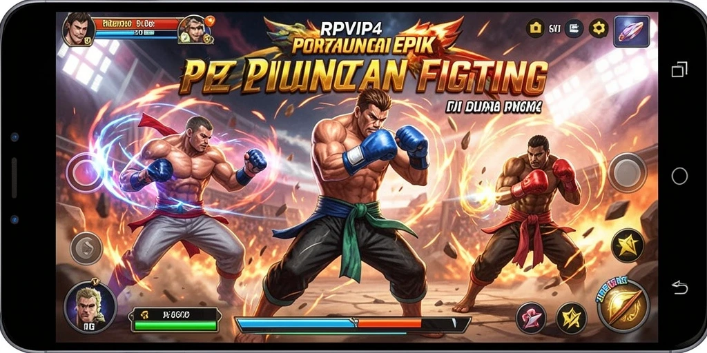 Screenshot gameplay RPVIP4 menampilkan pertarungan intens antar karakter.