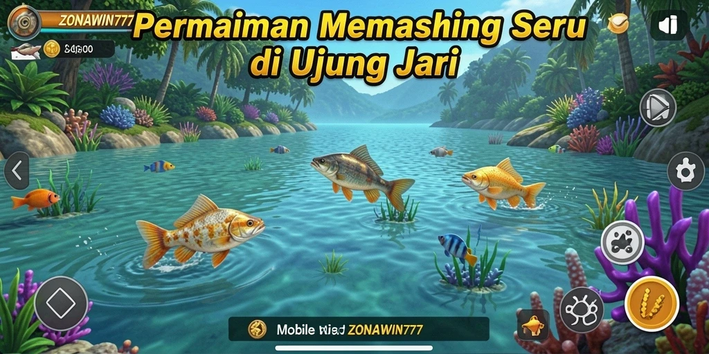 Tampilan menarik dari gameplay memancing di ZONAWIN777.